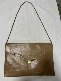 Vintage Mardane USA Brown clutch Leather Purse 12” X 8”.