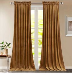 Vintage Gold Brown Velvet Curtains 96 inches, 2 Panels
300GSM Heavy Soft Velvet, Fall Curtains, Thermal Insulation & Privacy Protect, Backdrops, Bedro