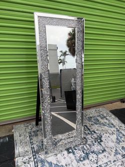 Full Length Floor Mirror with Crystal Frame