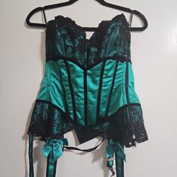 Leg Avenue Teal & Black Lace Corset
