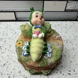 Vintage Caterpillar Resin Trinket Jar 