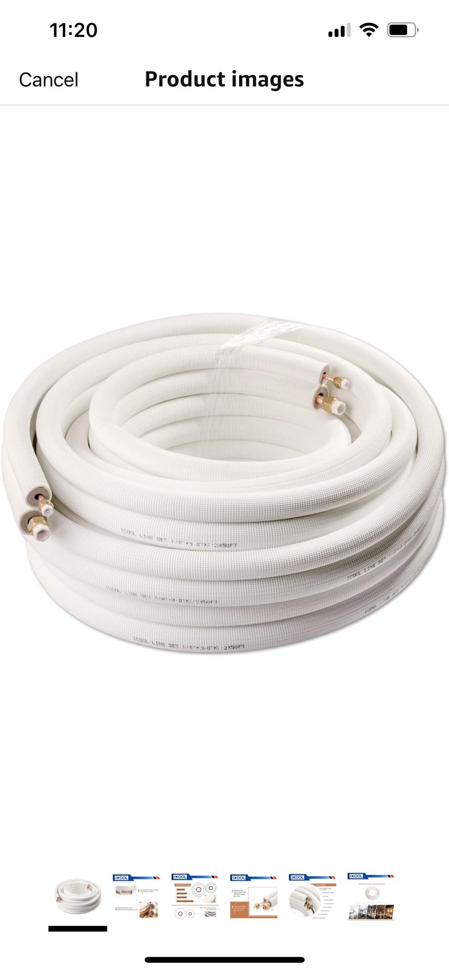 ICOOL 50 Ft. Mini Split Line Set, 1/4" & 3/8" O.D. Twin Copper Pipes, 3/8" Thickened PE Insulated Coil Copper Line with Nuts for Air Conditioner HVAC