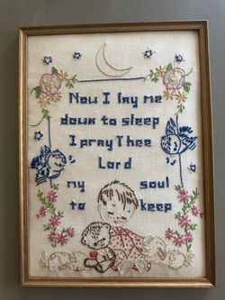 Decor Framed Child’s Wall Picture hand Embroidered