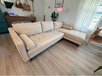 Living Spaces Lukas Cream Sectional with Chaise