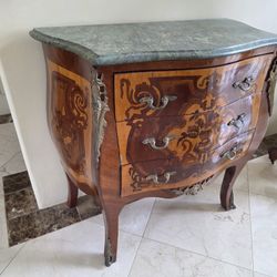 Vintage Side Table With Marble Top 