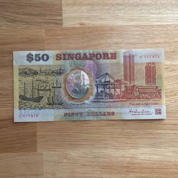 Rare Singapore 1990 $50 Polymer bank bill