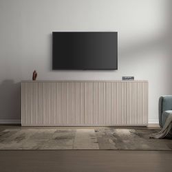 3pcs Buffet Cabinet with Storage Accent Sideboard Modern Credenza with Doors & Shelves Fluted Media Console Mid Century Coffee Bar Table for Living Ro