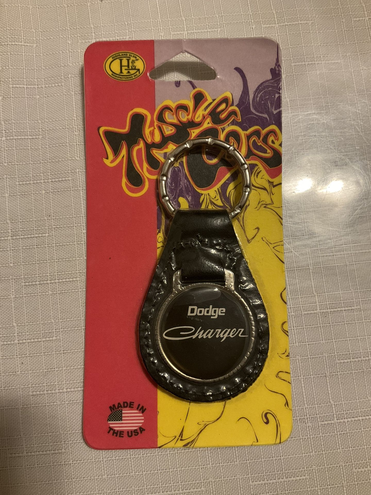 Vintage Leather Dodge Charger Key 