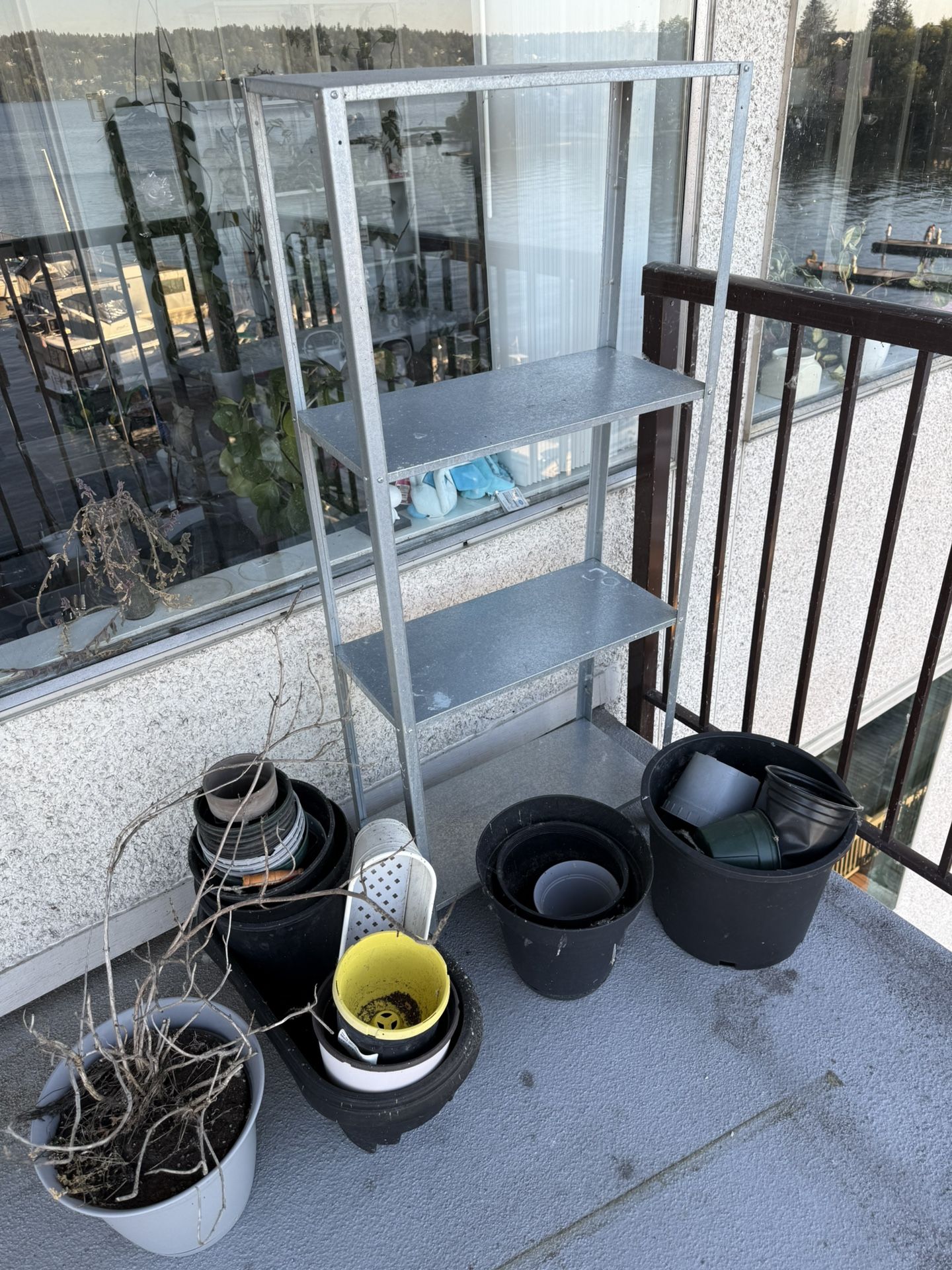 Metal Shelf And Plant Pots