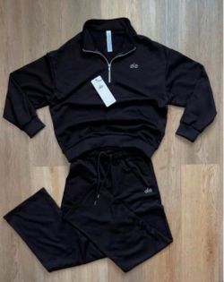 Alo Yoga Black Quarter-Zip Tracksuit Set