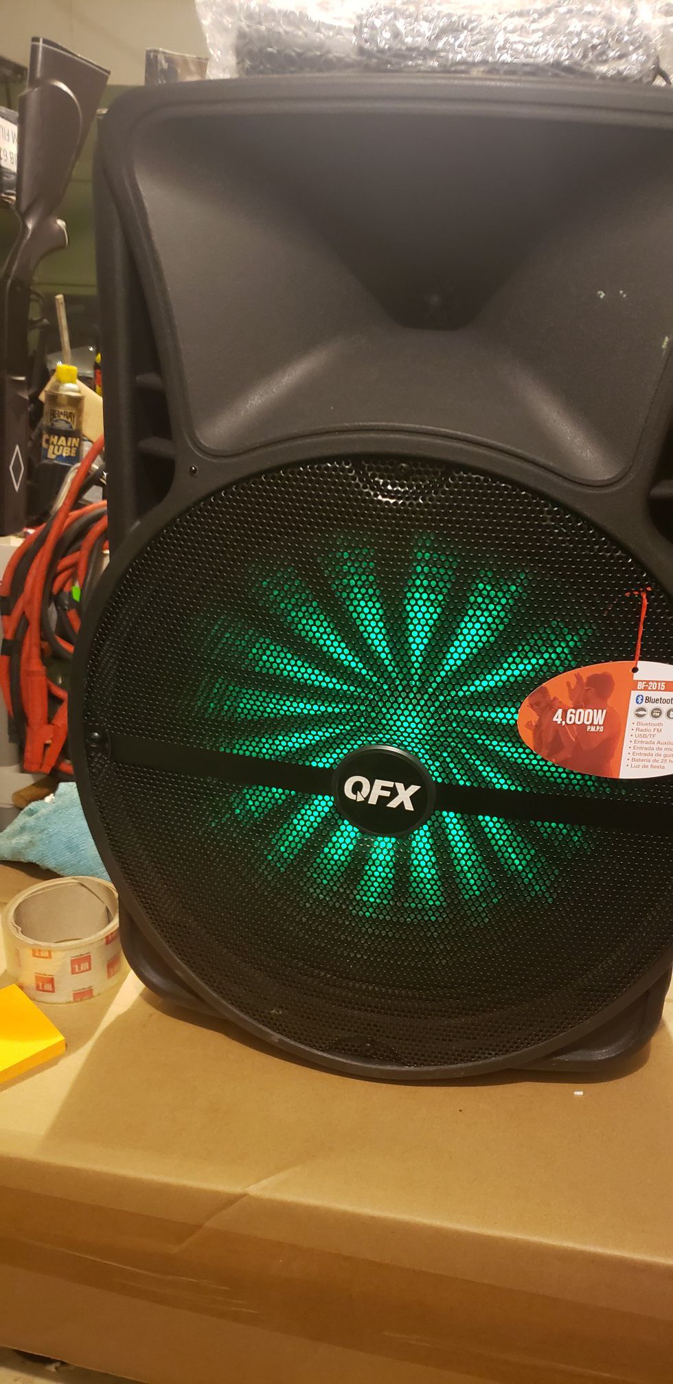 QDX BF 2018 Cordless LARGE Bluetooth wireless speaker WITH P.A, LED LIGHTS, FM RADIO, RECHARGEABLE. 15 inch subwoofer . A beast of sound system