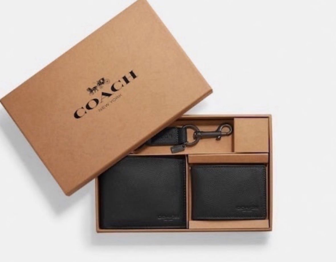 Coach Men's Wallet Boxed 3 In 1 Wallet Gift Set