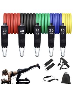 Resistance Bands Set, Exercise Bands for Working Out, Resistance Exercise Bands with Door Anchor, Waterproof Bag, Handles, Leg Ankles Strap for Home