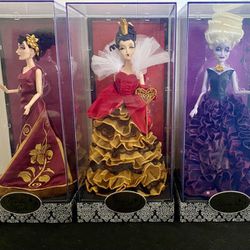 3 Limited Edition Disney Villains Designer Dolls Collection Brand New in Boxes with bags.