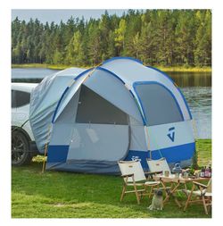 JOYTUTUS SUV Tent for Camping with Rainfly, Double Door Design Car Tent with Aluminum Poles, SUV Tailgate Tent with Waterproof PU2000mm Double Layer f
