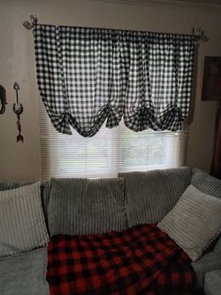 3 window valance Black and White Buffalo Check Balloon Valance