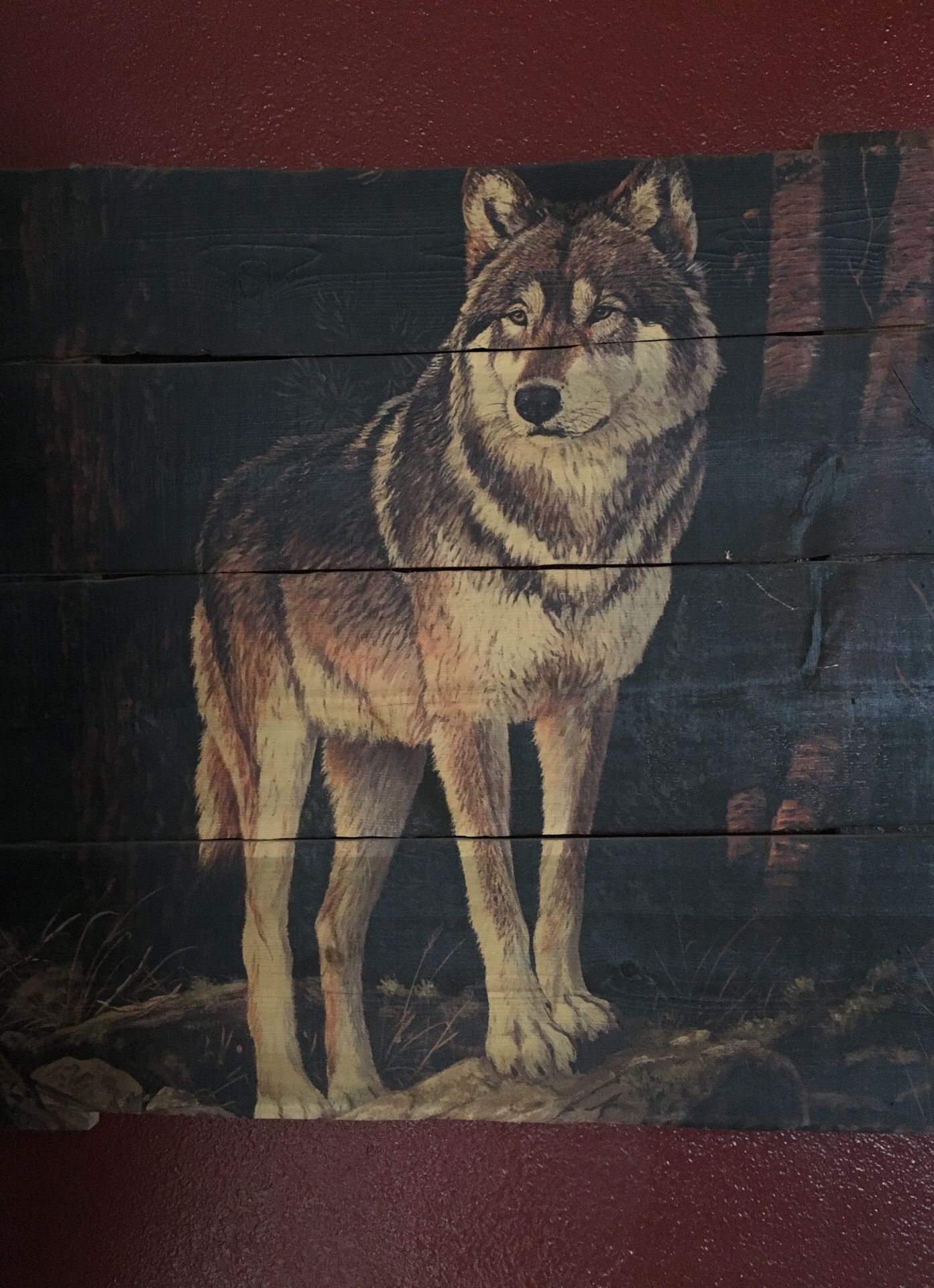 WOLF PICTURE MADE OUT OF WOOD!!!