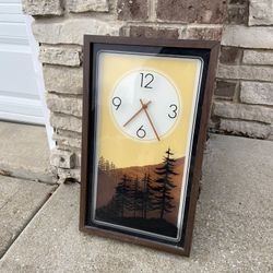Vintage Elgin Forest Shadow Box Clock