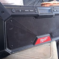 Milwaukee Jobsite Boombox , 4 Milwaukee Batteries, And 4 Milwaukee Tools