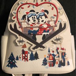 Loungefly Backpack Christmas Mickey Minnie, LOCAL PICK UP