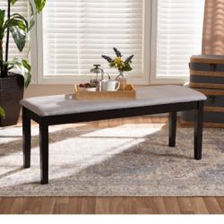 ✨️ Teresa Fabric Upholstered and Wood Dining Bench Gray/Dark Brown - Baxton Studio W7335 Imp i6