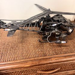 Metal Helicopter Made From Car Parts 
