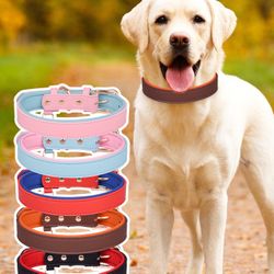 Adjustable PU Leather Dog Collar: Soft Padded, Multi - Color, Durable Metal D - Ring