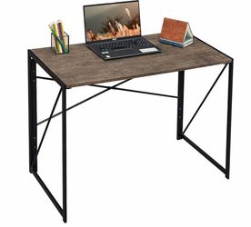 Amazon Modern Folding Computer Desk with metal frame 39 inches brown
