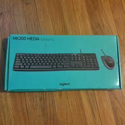 NEW Logitech MK200 Media Keyboard and Mouse Combo - Wired USB Black SEALED