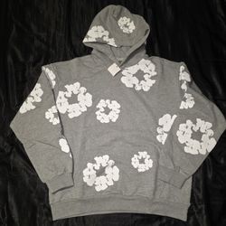 Denim Tears The Cotton Wreath Hoodie, Gray, Sizes S, M, & L