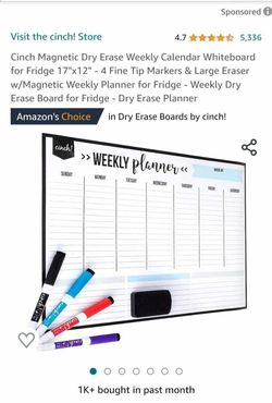 Cinch Magnetic Dry Erase Weekly Planner 17x12