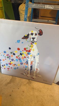 Colorful Dalmatian Dog Canvas Painting