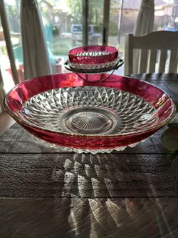 Diamond Point Bowl And Chip Glass 
