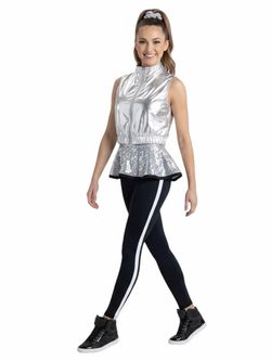 Weissman Showtime Adult L Dance Costume 14195 Silver Temperature Hip Hop Jazz