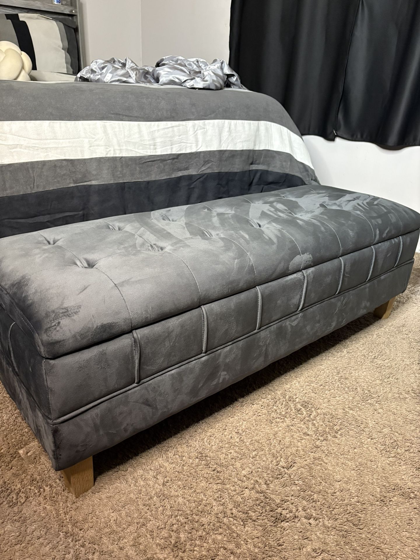 Velvet Storage Ottoman