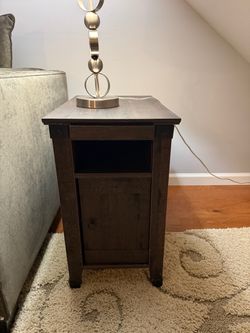 Side table Dark wood with pullout table