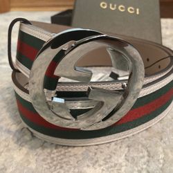 Gucci GG Belt Stripes Red/ Green/ White 