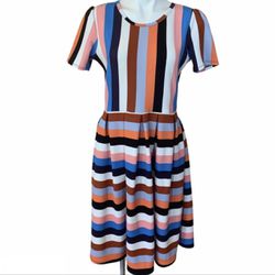 LulaRoe Multicolored Stipe Dress with pockets sz XS