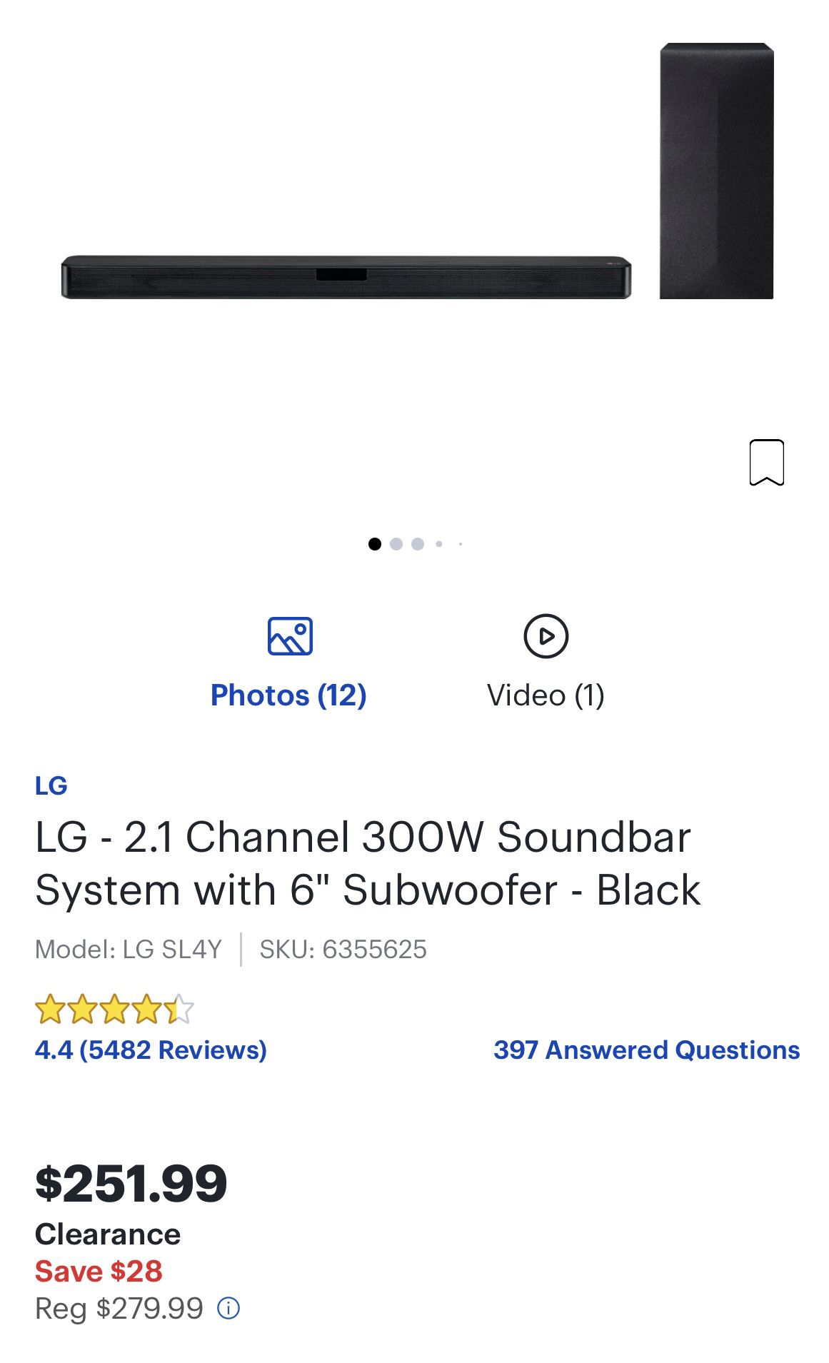 LG 2.1 300W Sound System with 6’’ Woofer