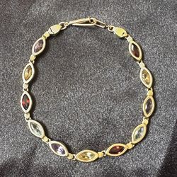 Vintage 14k Gold Gemstone Bracelet 