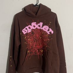 Brown Sp5der Hoodie Size Large