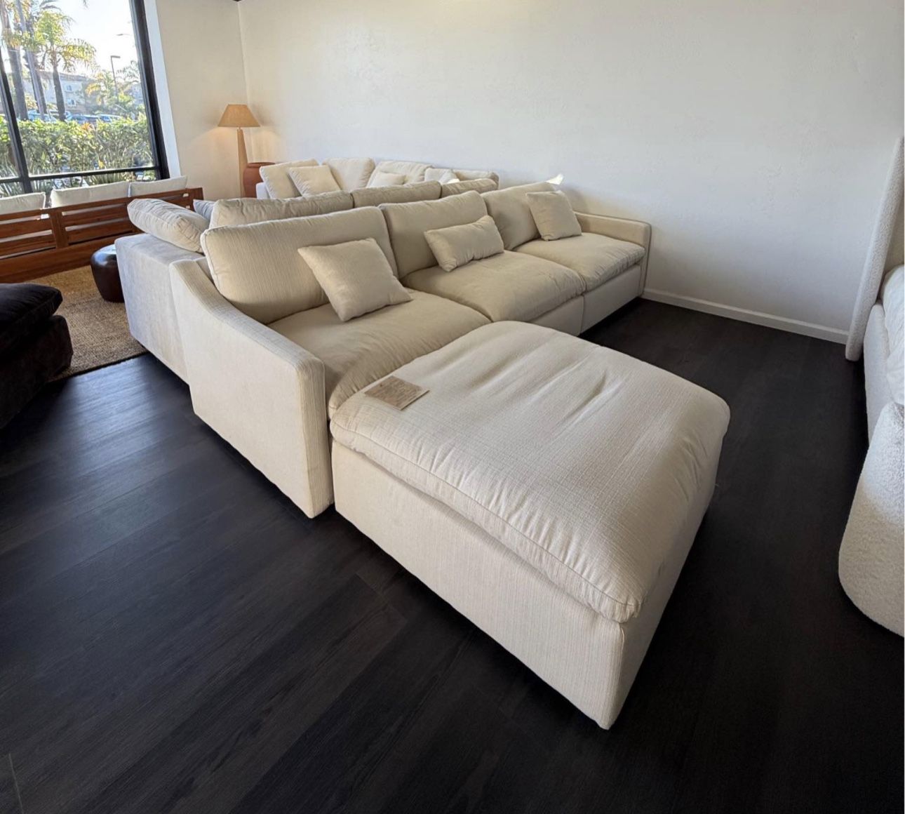 Cloud Slim Modular Sofa Chaise - 4-Seat Modern Sectional wI Reversible Ottoman - NEW + Free Delivery