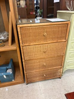 Wicker Dresser w Glass Top $75