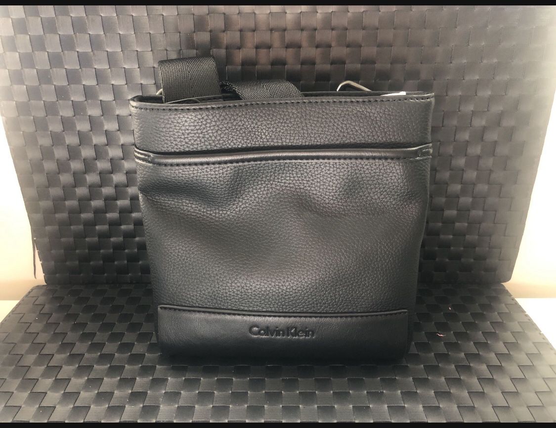 Calvin Klein Logo Faux Leather Phone Crossbody Bag on SALE