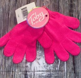 New Little Kids Magenta Pink Knit Gloves