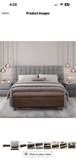 51 Inch Storage Ottoman, Storage Bench with Safety Hinge, Upholstered Synthetic Leather Ottoman Bench for Bedroom, Living Room, Entryway, Hallway, Foo