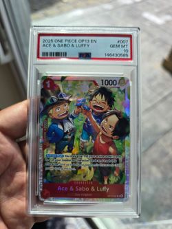 PSA 10 Gem Mint One Piece Ace Sabo Luffy Card