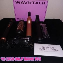 Wavytalk 3 in 1 Curling Wand Set Multi Curl Curling Iron Set with Heated Round Brush Flat Iron