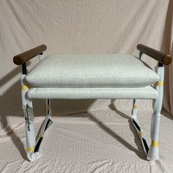 Cushioned Metal & Wood Ottoman - Cream/ Black - Hearth & Hand™ with Magnolia