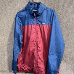 Patagonia Men's Light & Variable Hidden Hoodie Jacket Red Wine and blue Sz L RAR